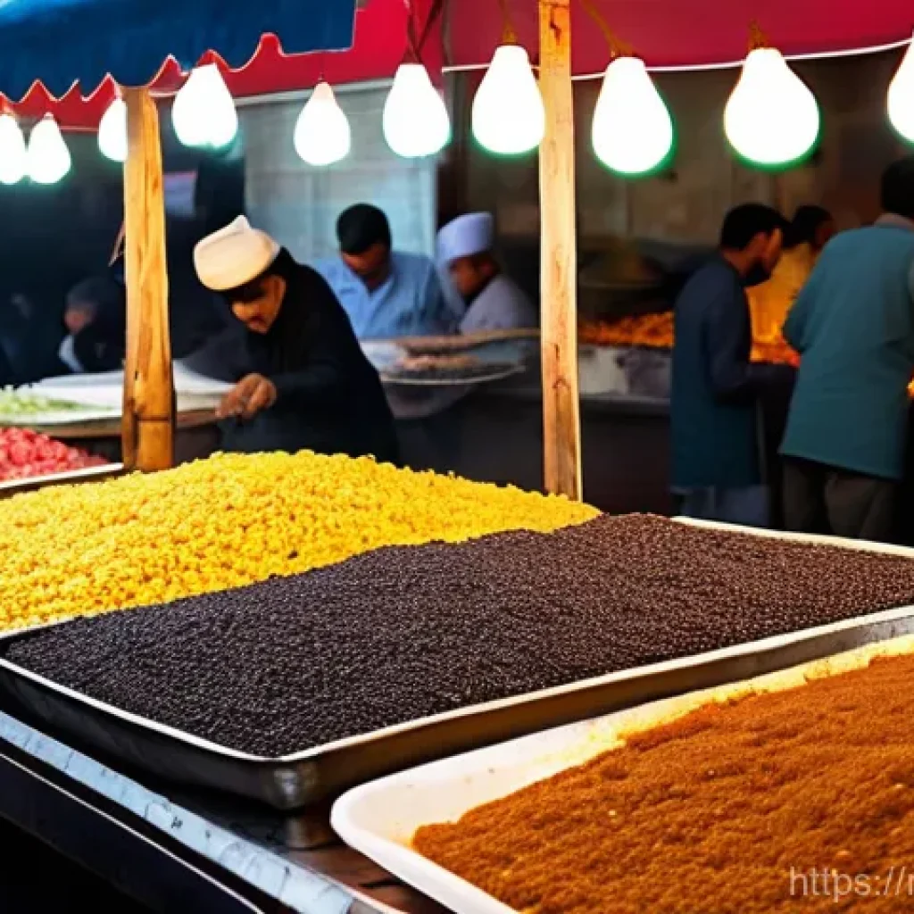타슈켄트의 야시장 체험 - **Prompt 1: A Culinary Journey Through Tashkent's Night Market**
    "A vibrant, bustling night mark...