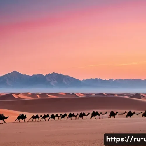 Home 30 부하라에서의 하룻밤 유목민 체험 - **"A vast, panoramic view of the Kyzylkum Desert at dawn. The sun, a soft orange sphere, is just pee...