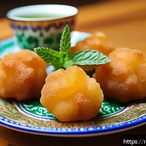 Home 14 우즈베키스탄에서 꼭 먹어야 할 디저트 - A vibrant and detailed close-up of traditional Uzbek chak-chak dessert: golden, crispy fried dough p...