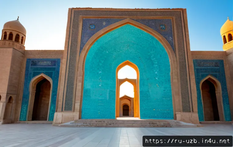 Home 15 샤흐리사브즈 역사 유적지 탐방 - Photorealistic wide-angle view of the monumental ruins of Ak-Saray Palace in Shahrisabz, Uzbekistan,...